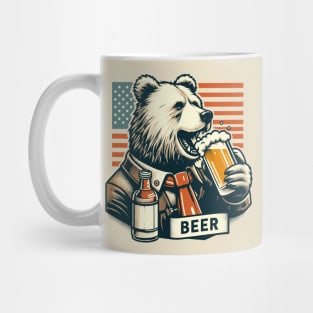 Vintage American bear drinking beer Mug